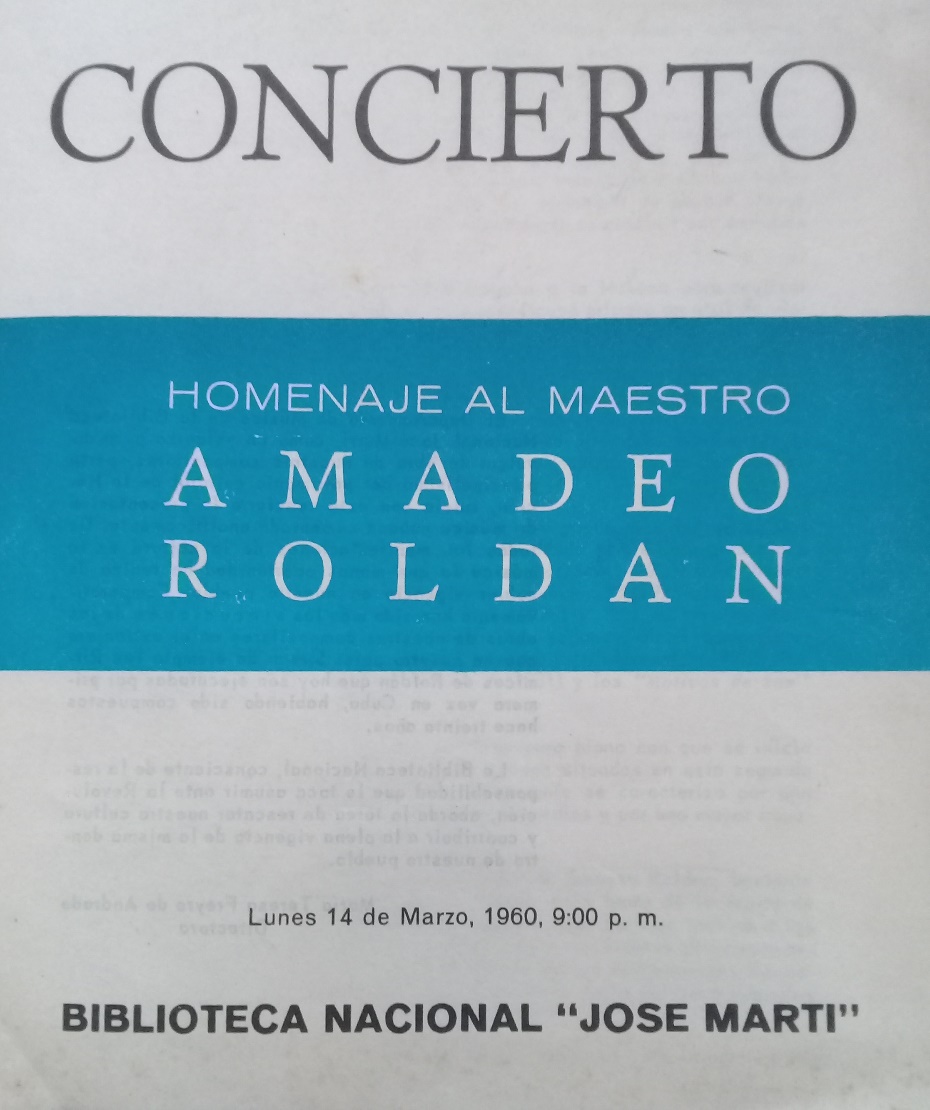 Foto de Programa del concierto perteneciente a la Colección de programas de mano del Fondo de Música de la Biblioteca Nacional de Cuba José Martí. 